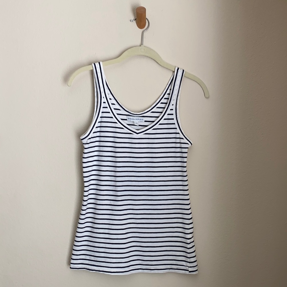 Banana Republic Stripe Tank Top, Navy and White, XS